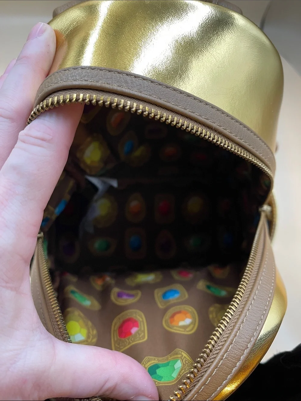 Loungefly Marvel Gold Mini Backpack with Multicolor Gem Accents Avengers NWT